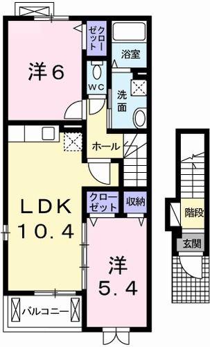 ドルチェII(2LDK/2階)の間取り写真