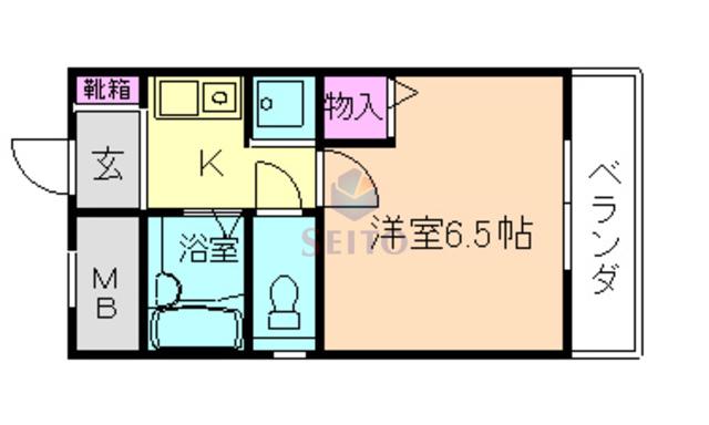 プレイル河原(1K/2階)の間取り写真