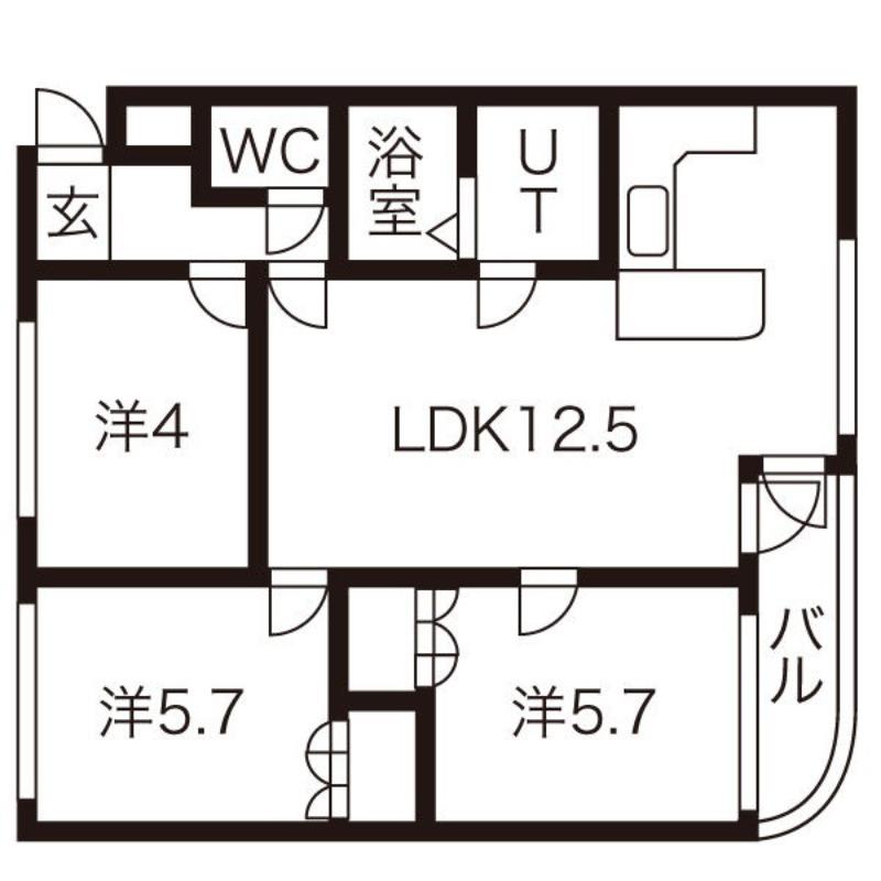 ドルチェ旭ヶ丘(3LDK/1階)の間取り写真