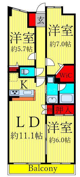 ダイヤパレス船堀(3LDK/3階)の間取り写真