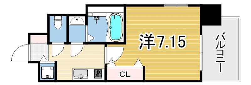 LUXE東灘(1K/4階)の間取り写真