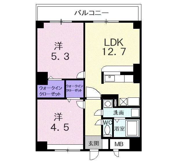 グレディオール(2LDK/3階)の間取り写真