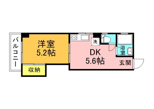 幟町平岩ビル(1DK/3階)の間取り写真