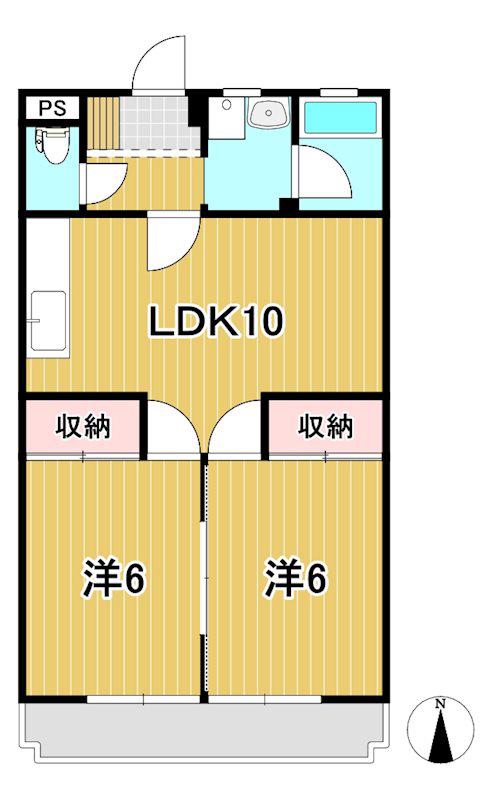 コーポ三協I(2LDK/1階)の間取り写真