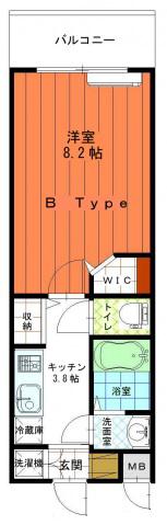AXIS大塚西(1K/2階)の間取り写真