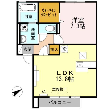 プリムヴェール(1LDK/1階)の間取り写真