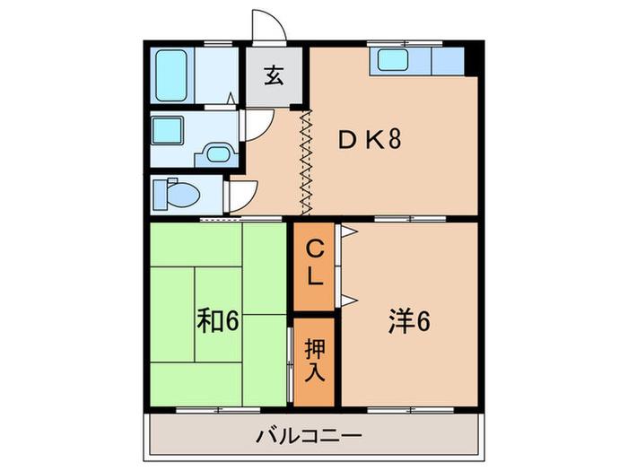 ロイヤルハイツ奥野(2DK/3階)の間取り写真