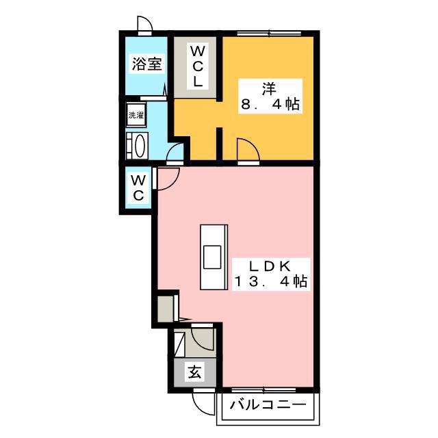 フリージア(1LDK/1階)の間取り写真