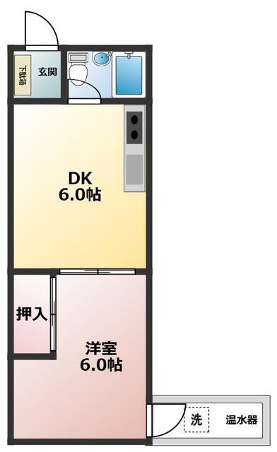 マンション ふき(1DK/3階)の間取り写真