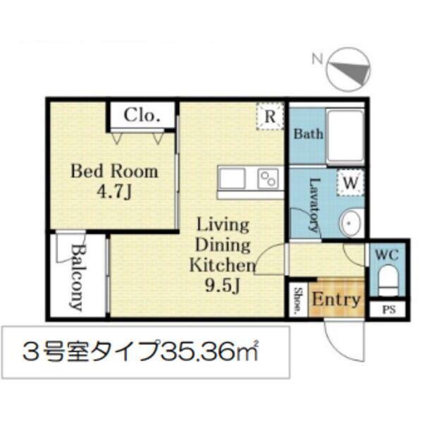 MEW STYLE APARTMENTS(1LDK/1階)の間取り写真