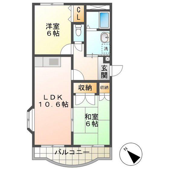 パレンティーア(2LDK/4階)の間取り写真
