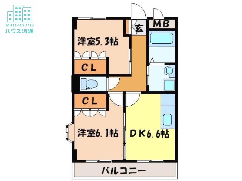 エミアリー(2DK/1階)の間取り写真