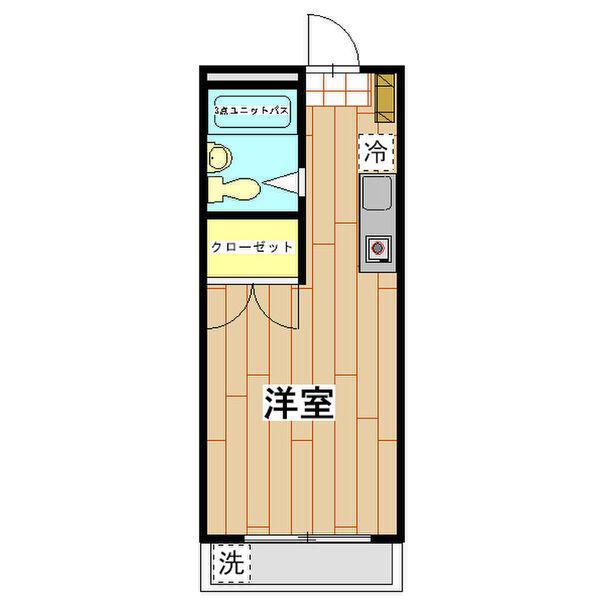 第2ロイヤルパレス田村(ワンルーム/1階)の間取り写真