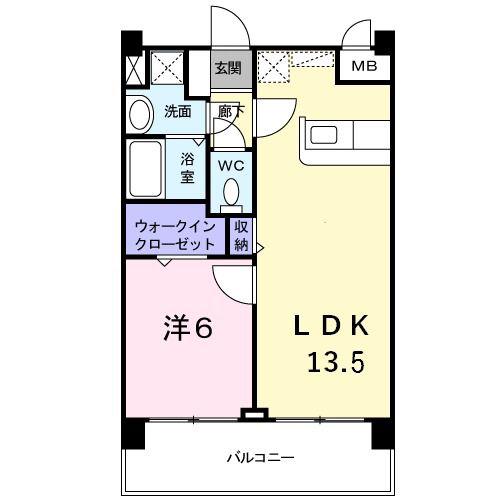 アイタス福岡(1LDK/5階)の間取り写真