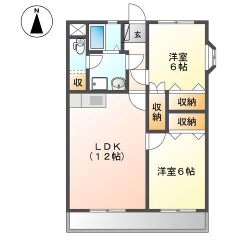 ヴィラロイヤル(2LDK/2階)の間取り写真