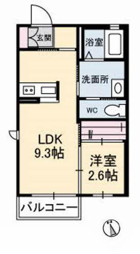 シャーメゾン新町東(1LDK/1階)の間取り写真