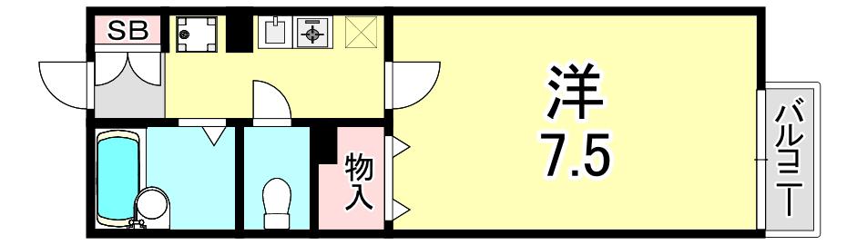 ウイング高取台(1K/2階)の間取り写真
