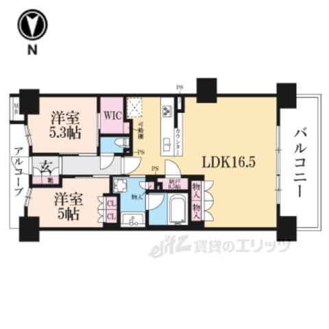 ジオ京都西院(2LDK/5階)の間取り写真
