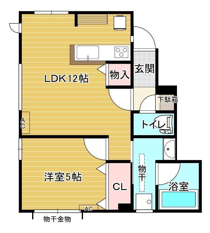 BRUNO(1LDK/1階)の間取り写真