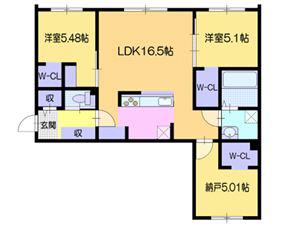 アーバス南円山(3LDK/1階)の間取り写真