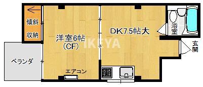 安福マンション(1DK/4階)の間取り写真