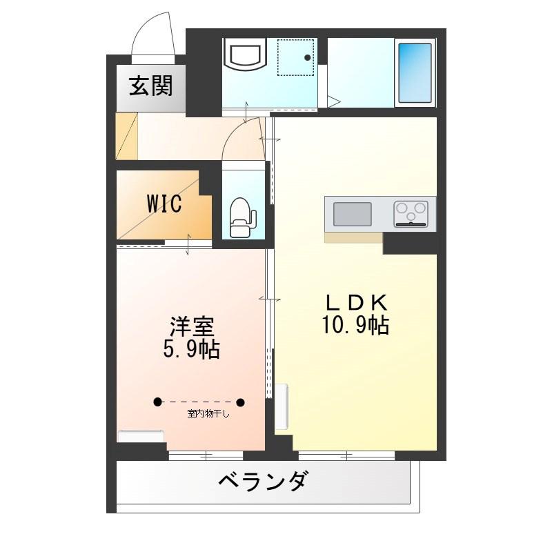 ヴィラーチェS(1LDK/2階)の間取り写真