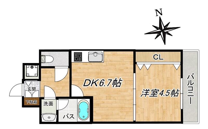 ONE ROOF FLAT FUKUSHIMA旧シャルマンフジ福島(1DK/10階)の間取り写真