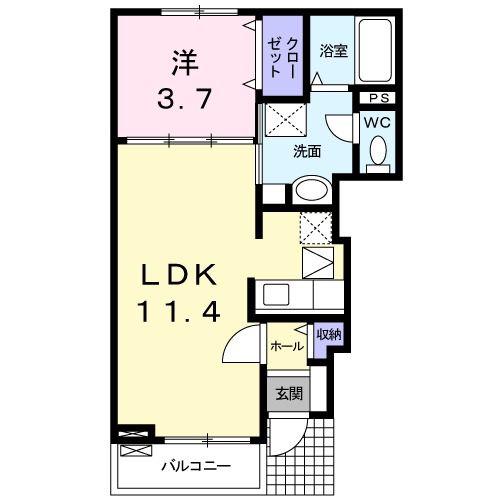 メゾン サンパティーク(1LDK/1階)の間取り写真