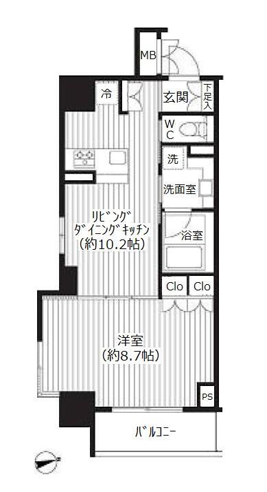 RESIDIA新御徒町(1LDK/11階)の間取り写真