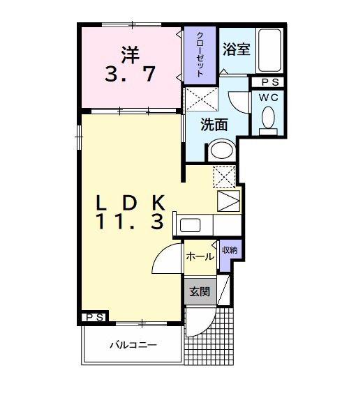 ソフィア(1LDK/1階)の間取り写真