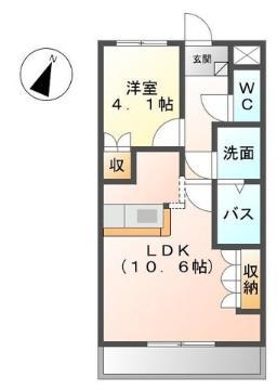 ヴァンベール(1LDK/1階)の間取り写真