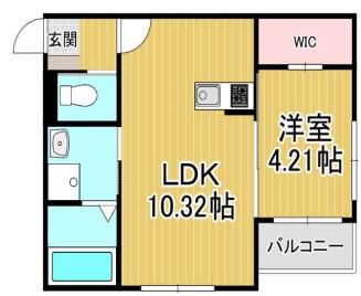 BRAVE BASE 久留米東(1LDK/2階)の間取り写真