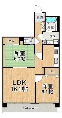 ウエストコート8番街1番館(2LDK/10階)の間取り写真