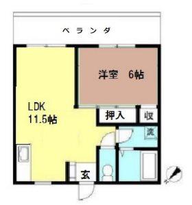 パールコート武蔵小金井(1LDK/2階)の間取り写真