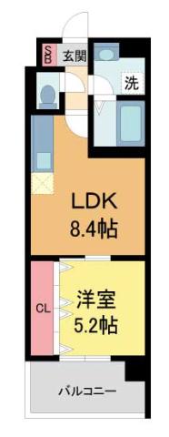 トリニティ小戸(1LDK/3階)の間取り写真