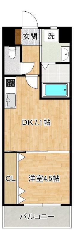 プレミア片野(1DK/2階)の間取り写真