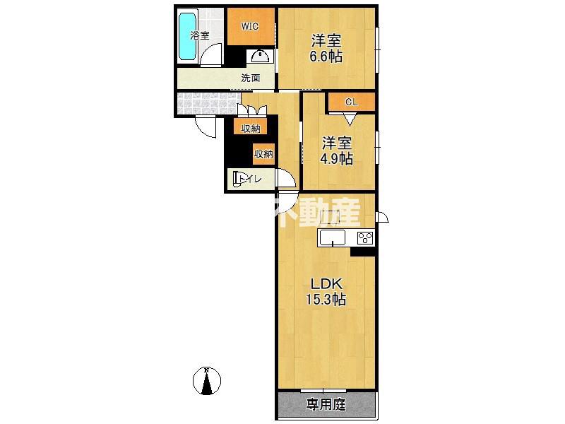 シャーメゾンプレミアム大黒(2LDK/1階)の間取り写真