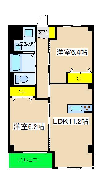 カレントヒルズ(2LDK/2階)の間取り写真