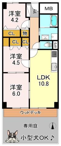 ハイム東住吉(3LDK/1階)の間取り写真