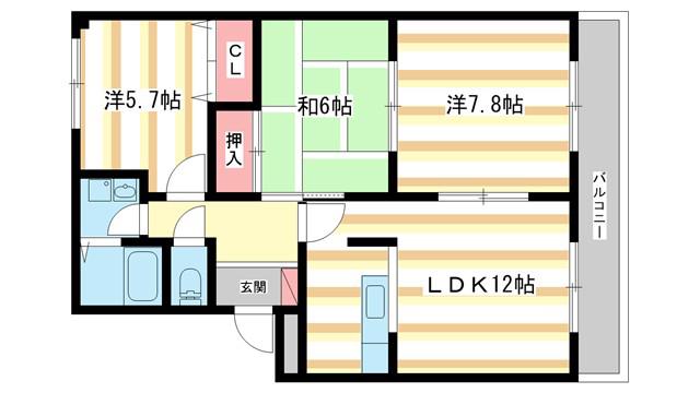 グッドヒルズ桜が丘(3LDK/2階)の間取り写真