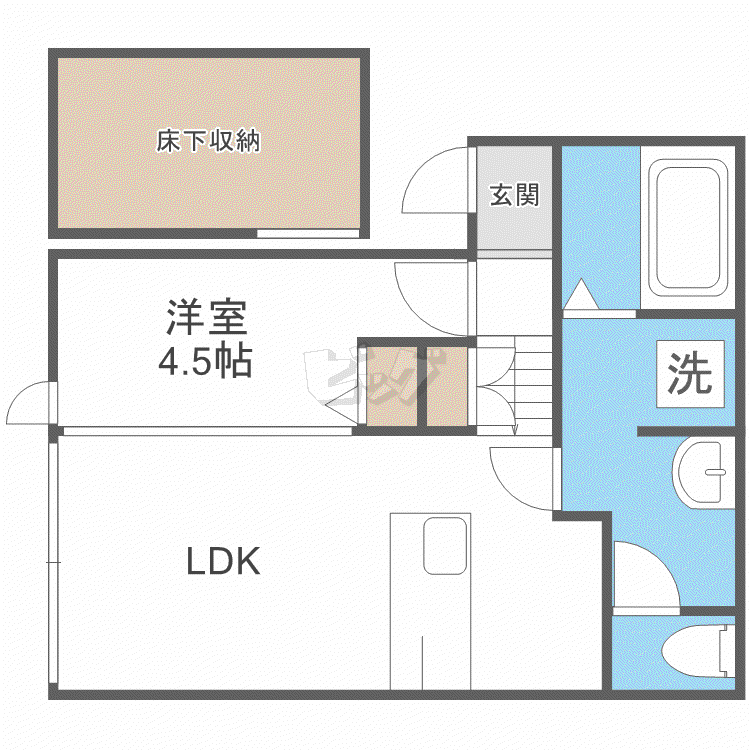 エスパニア札幌V(1LDK/1階)の間取り写真