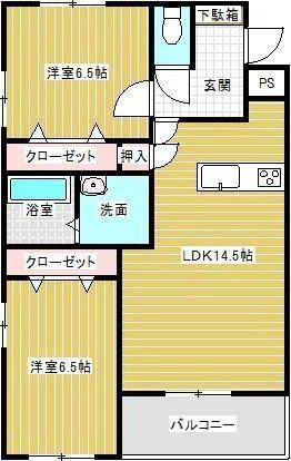 エスト・ヴァリー(2LDK/2階)の間取り写真