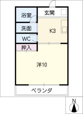 サンライト北島(1K/2階)の間取り写真