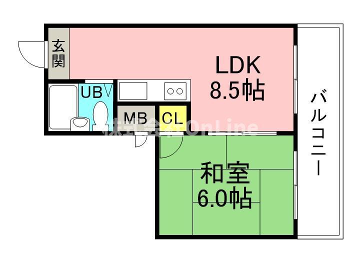 ピースハイツ長堂A棟(1LDK/3階)の間取り写真