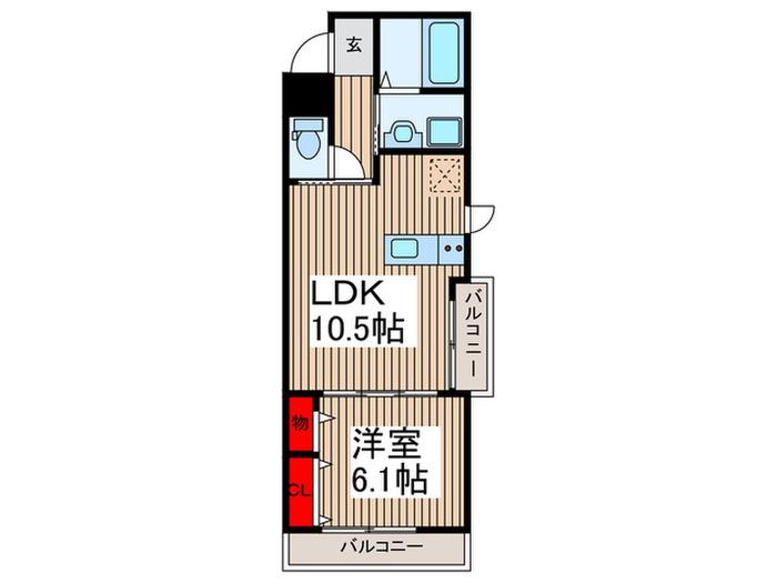 ヒカルサさいたまサクラ(1LDK/3階)の間取り写真