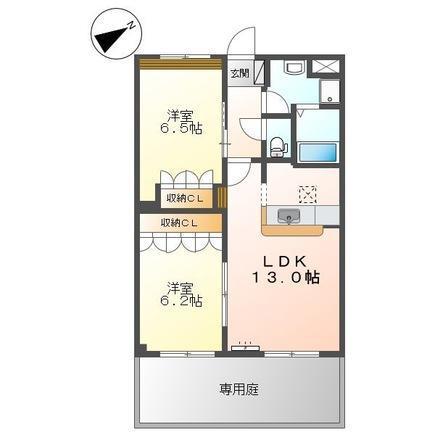 グランダー常盤(2LDK/1階)の間取り写真