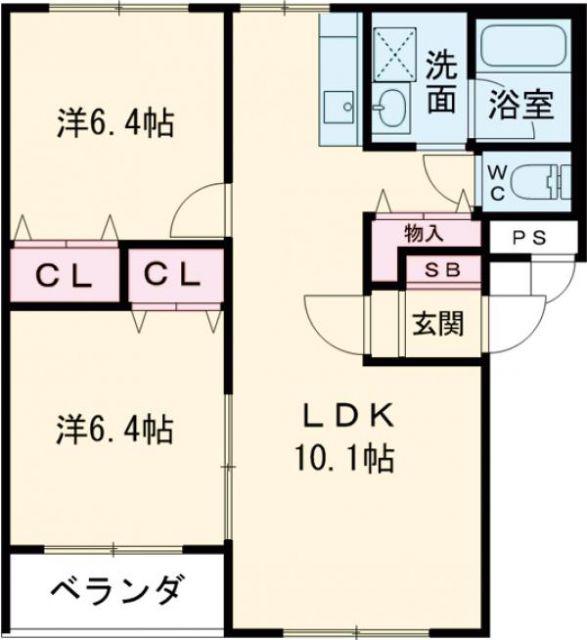 グランプラス南星B(2LDK/3階)の間取り写真