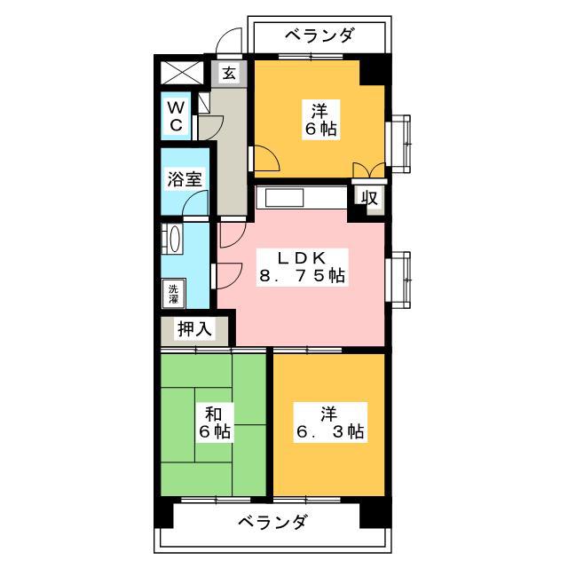 アヴェニールメゾン(3LDK/4階)の間取り写真