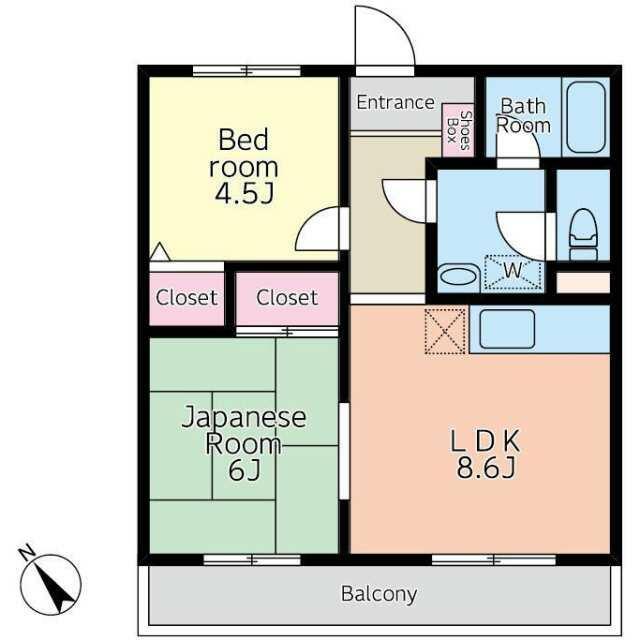 東本郷6丁目マンション(2LDK/2階)の間取り写真