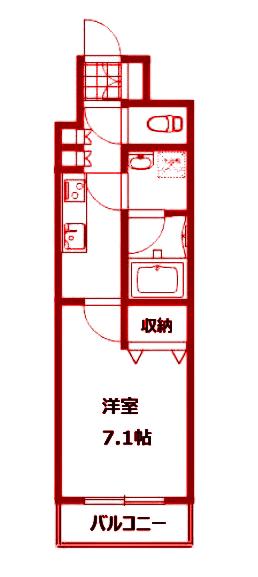 グリフィン横浜・山下公園弐番館(1K/2階)の間取り写真